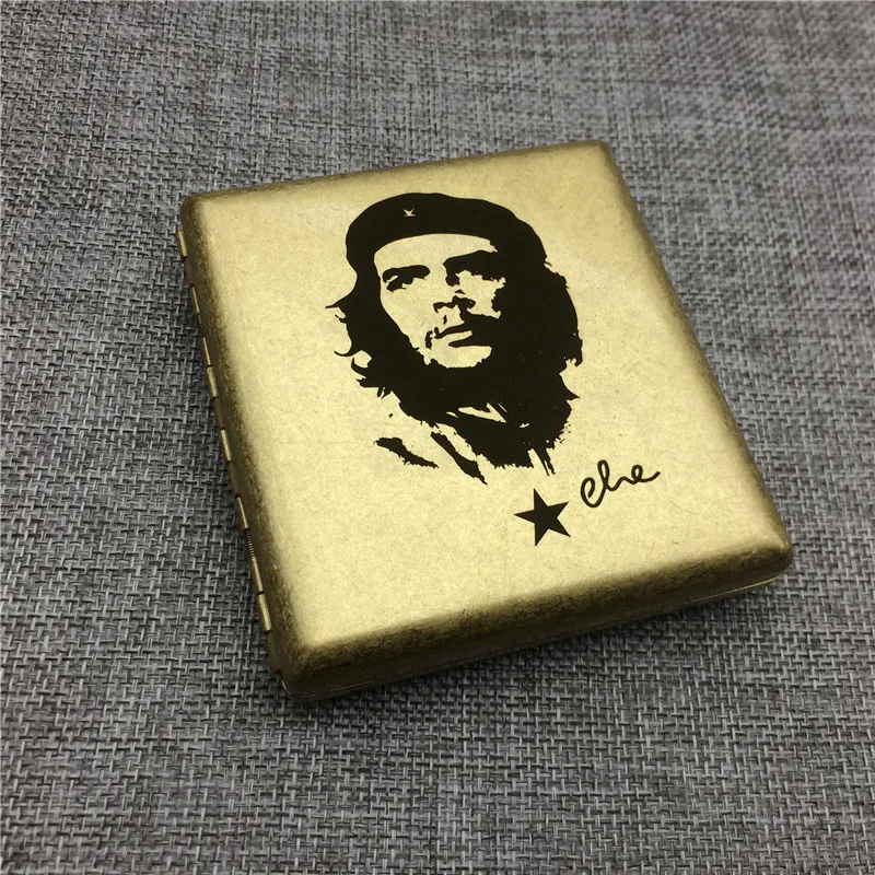 MR. K HQ102 латунный чехол для сигарет Винтажный стиль Che Guevara металлическая коробка для сигарет Лазерная резная коробка для курения