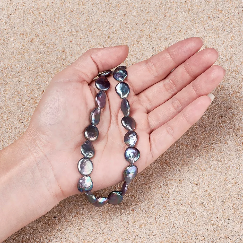 Натуральные жемчужные для изготовления украшений Keshi плоские круглые бусины