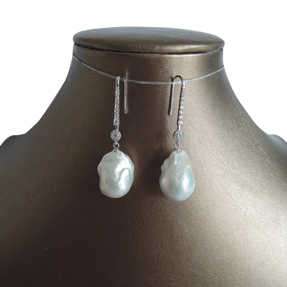 Серьги из 100% натурального пресноводного жемчуга с крючком серебра 925 пробы