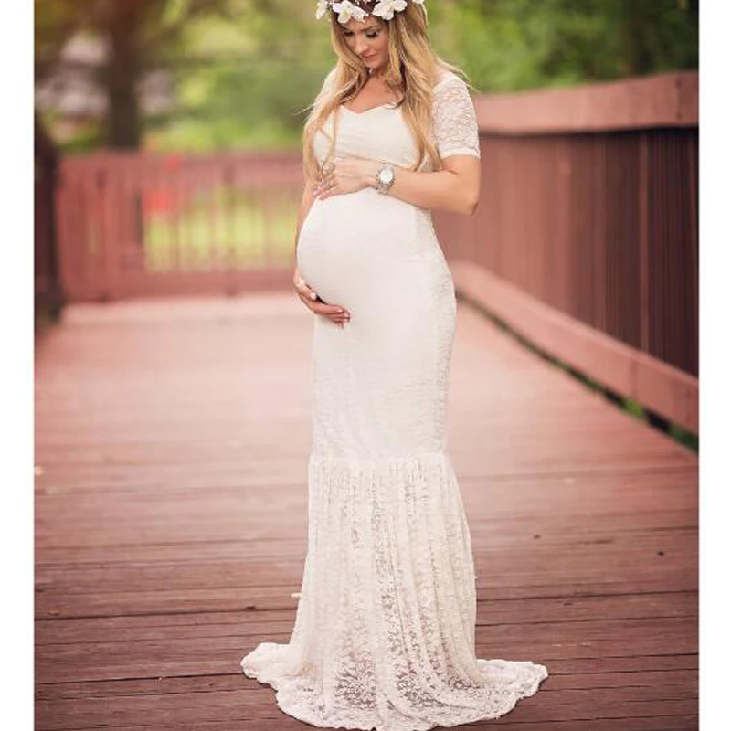 Большие размеры S XXXL женская одежда кружевное платье для беременных фотосессии