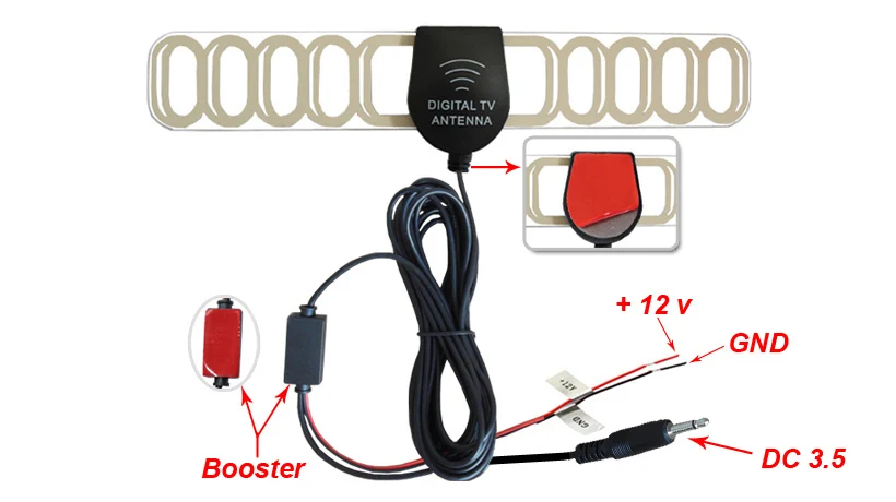 SMA / F DC 3.5 Connector Car DVB-T T2 ISDB-T Digital TV Active Antenna Auto Aerial with Amplifier Booster for Box Radio | Автомобили и