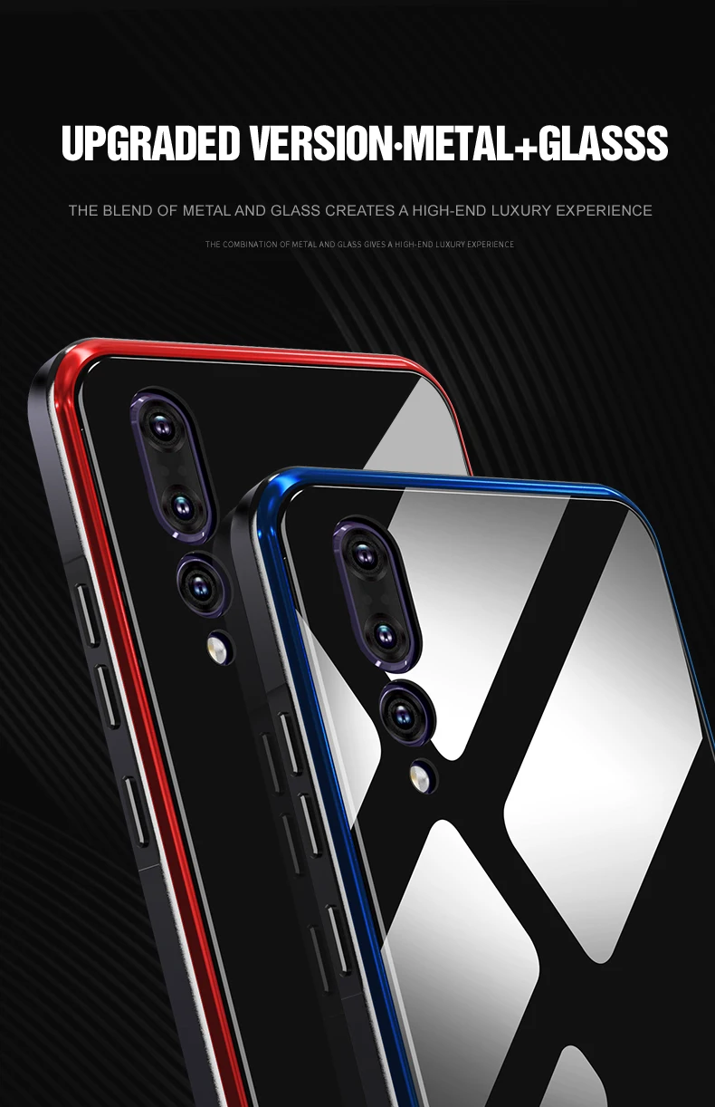 Для huawei P20 чехол P20 Pro металл+ Чехлы с закаленным стеклом Vpower чехол Цветная гладкая задняя защитная крышка P 20 Pro металлический корпус