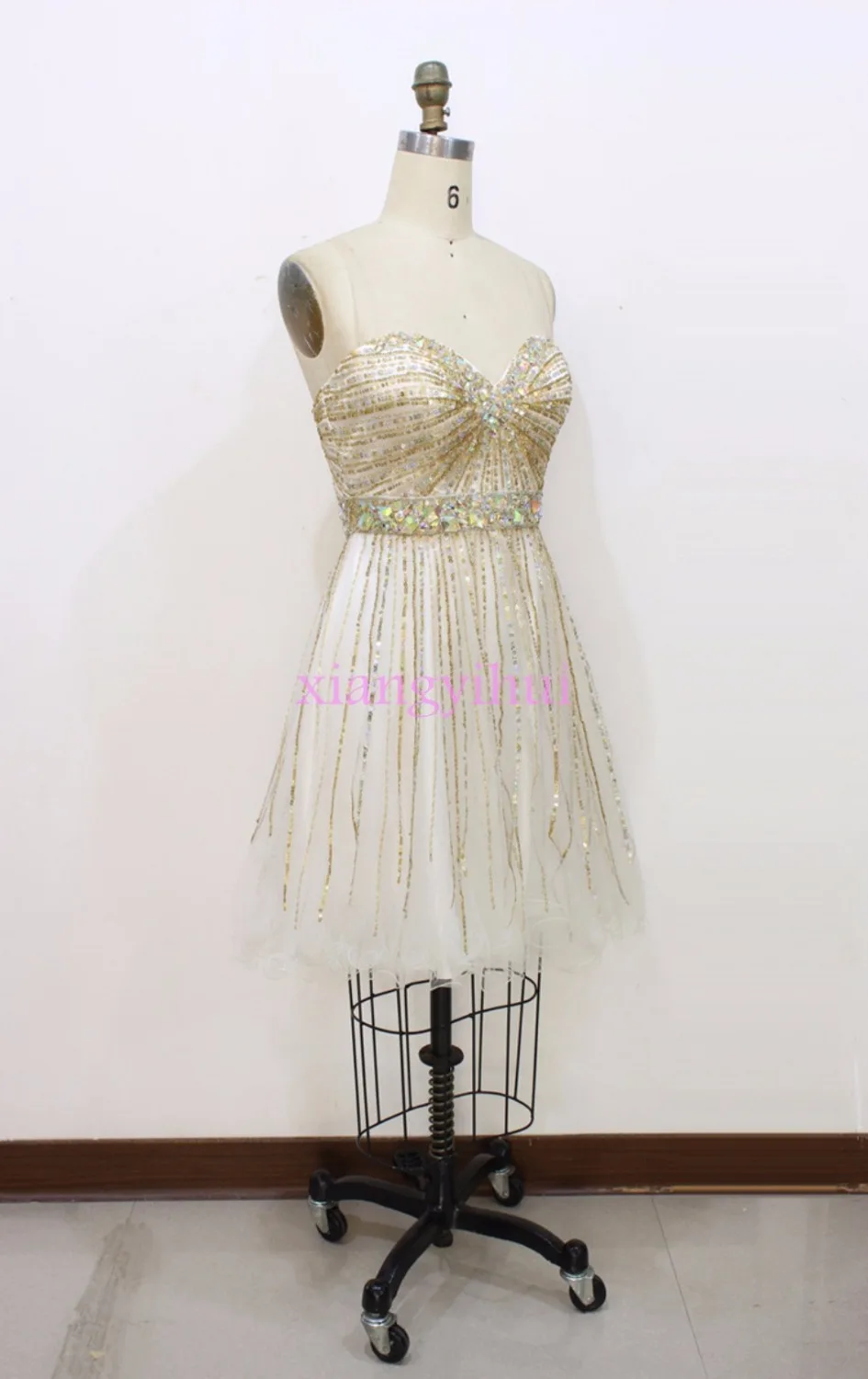 Short A-Line Ball Tulle Cocktail Dress Sequined Crystal Straps Formal Party Sweetheart Neck Line Homecoming | Свадьбы и торжества