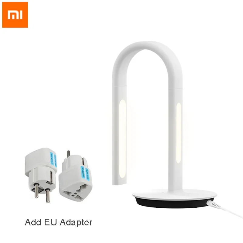 Add EU Adapter Оригинальная умная настольная лампа Xiaomi Mijia 2 светодиодный светильник Настольная лампа EyeCare Настольный светильник двойной светильник Поддержка iOS Android приложение управление - Цвет: Add EU Adapter