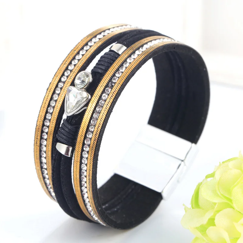 Женский и мужской винтажный Многослойный кожаный браслет с бусинами жемчужинами