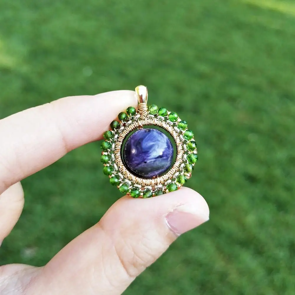 Серия Lii Ji Planet кулон из настоящего камня кьянит лунный камень Charoite жемчуг Серебро
