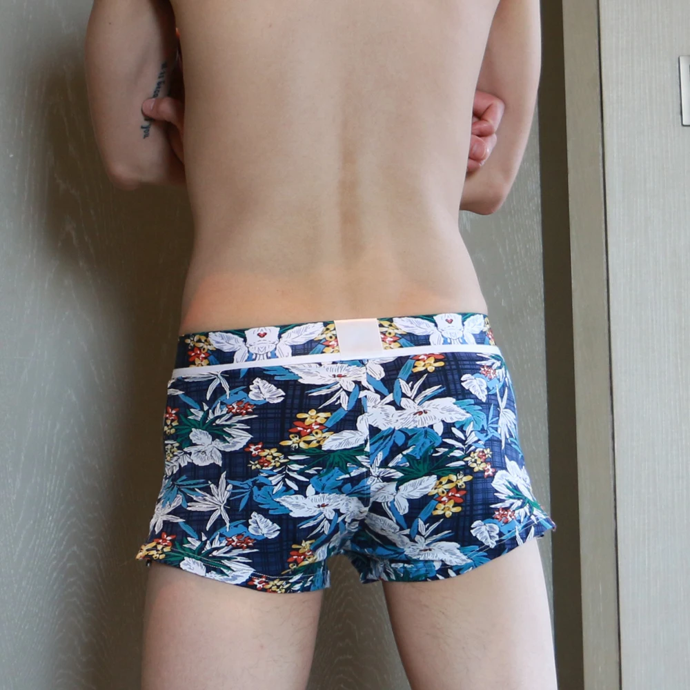 Эластичные мужские шорты боксеры Homme Cueca сексуальные с карманами принтом внутри