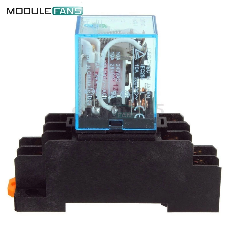 Катушка питания реле 12 В DC миниатюрное DPDT 8 Pins 10A 240VAC LY2 JQX 13F с PTF08A Socket Base|dc dc|base socketbase