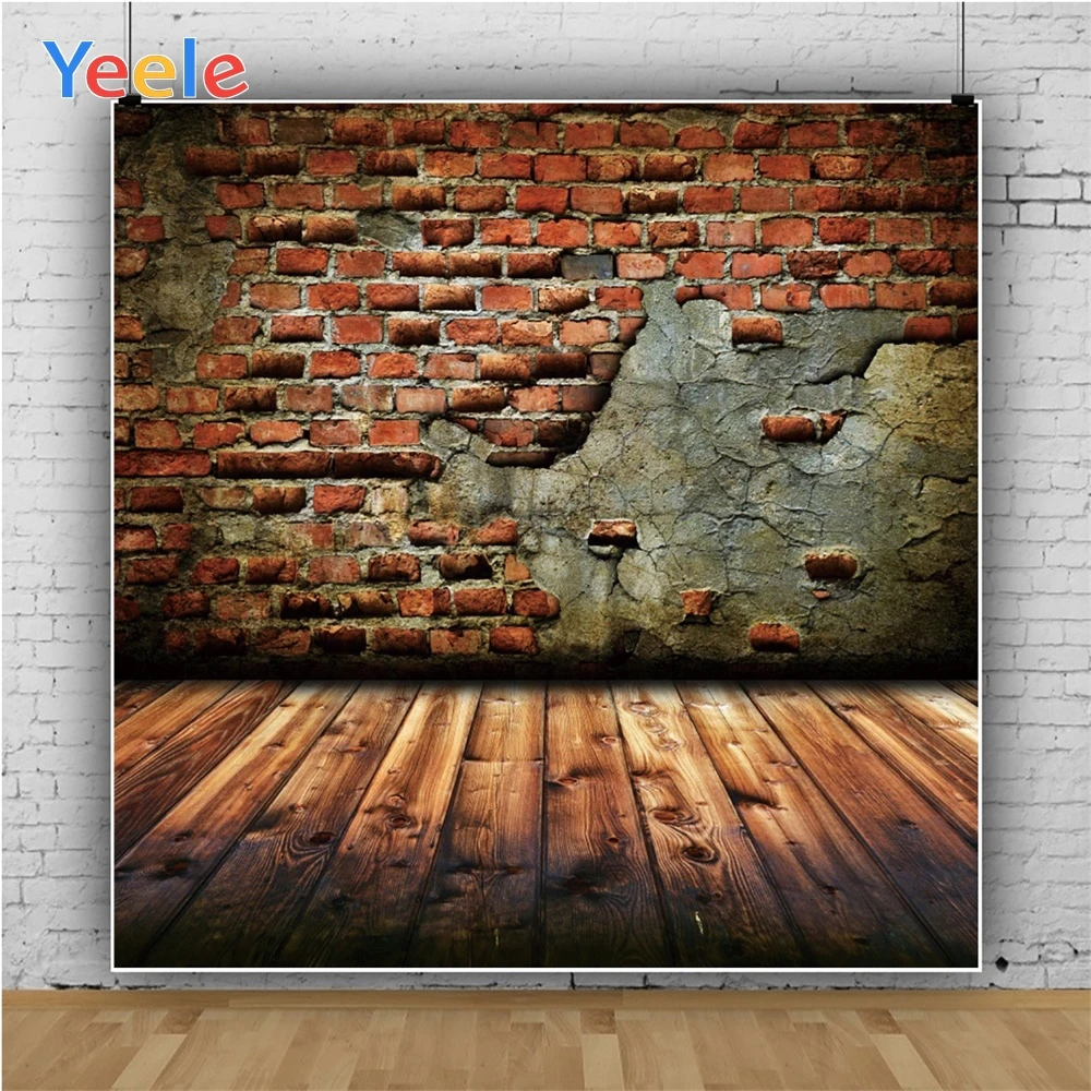 Yeele Фотофон старый коричневый кирпичная стена деревянные доски Детские
