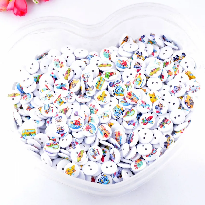 Розничная продажа 50 шт. случайные смешанные деревянные пуговицы с 2 отверстиями
