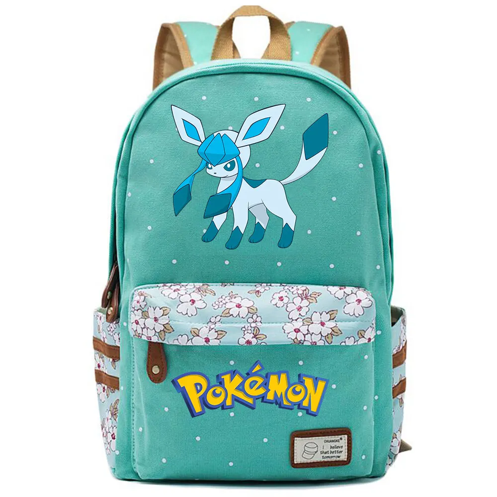 703CHK-27 Eevee Espeon Flareon Glaceon Jolteon школьная сумка в горошек для мальчиков и девочек, женская сумка, школьная сумка для подростков, Холщовый женский рюкзак - Цвет: 703CHK-27