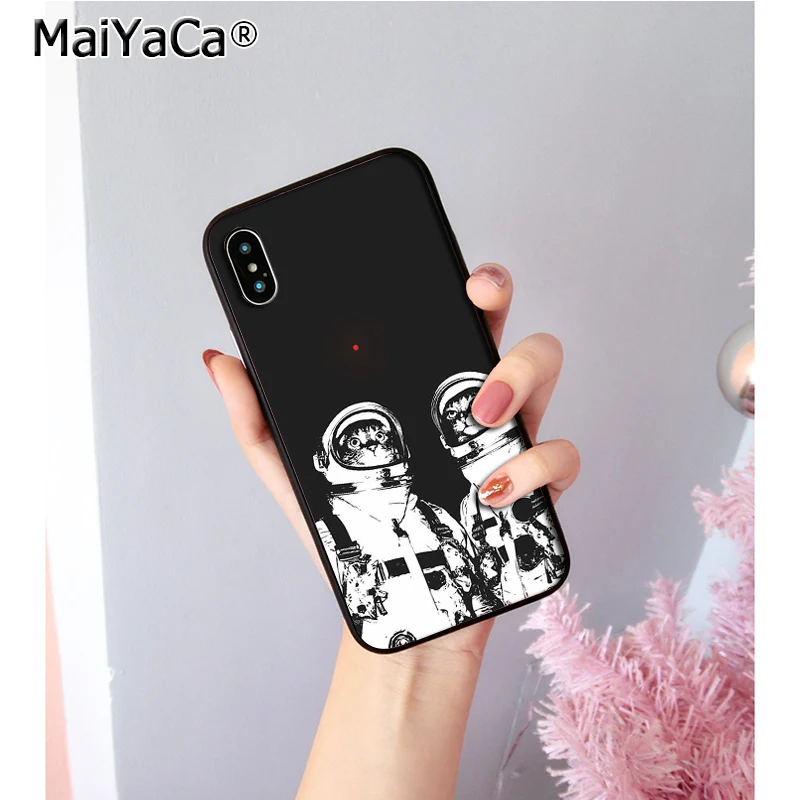 MaiYaCa Cat Astronaut Dog Space Moon Novelty Fundas Phone Case Cover for iPhone 5 5Sx 6 7 7plus 8 8Plus X XS MAX XR cover | Мобильные