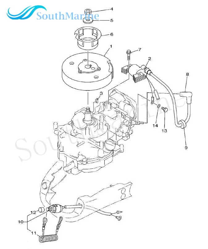 Лодочный мотор 67D-85640-00 t.c.i блок в сборе для Yamaha 4-тактный F4 лодочный мотор, зажигания обмотки в сборе