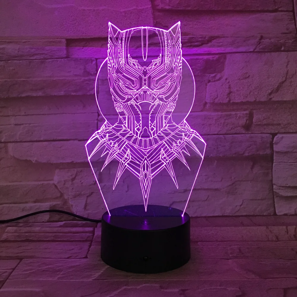3D LED черный пантера ночной Светильник USB сенсорный светящийся супер герой Тор