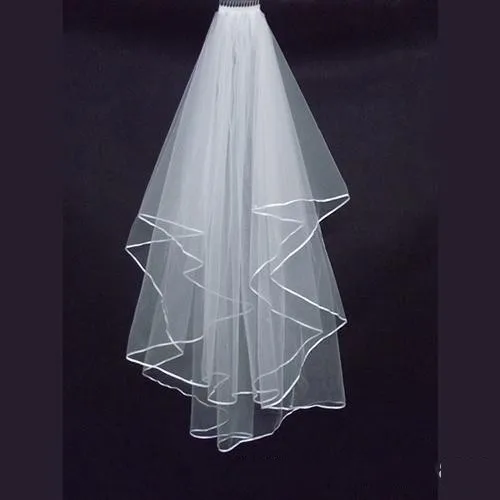 

New Arrival Bridal Veil Tulle For Bride Ribbon Two layers Simple For Wedding Veils Comb