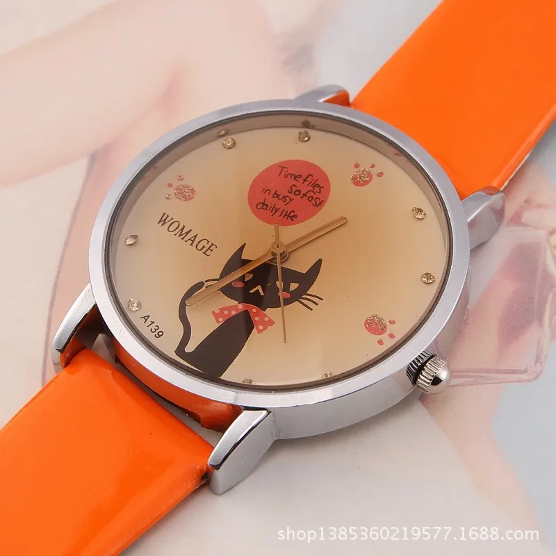 

2019 Fashion Brand Women Casual Watch Little Cat Pattern Wristwatch For Girl Students Quartz Cartoon Watch Clock Hours Relojes