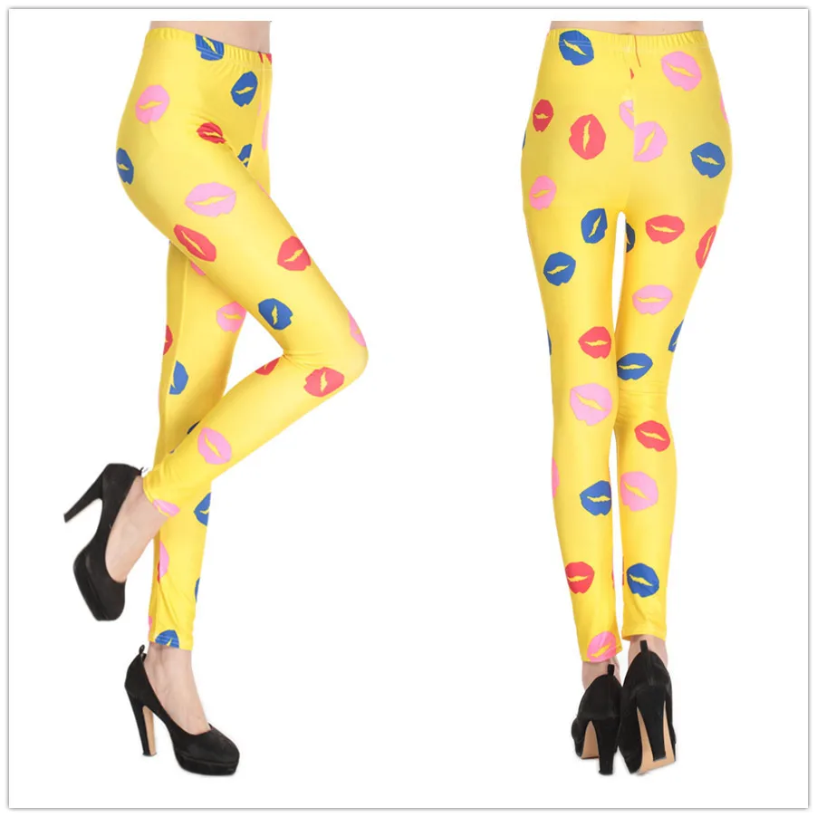 Модные камуфляжные леггинсы Godier с принтом губ обтягивающие для фитнеса женские