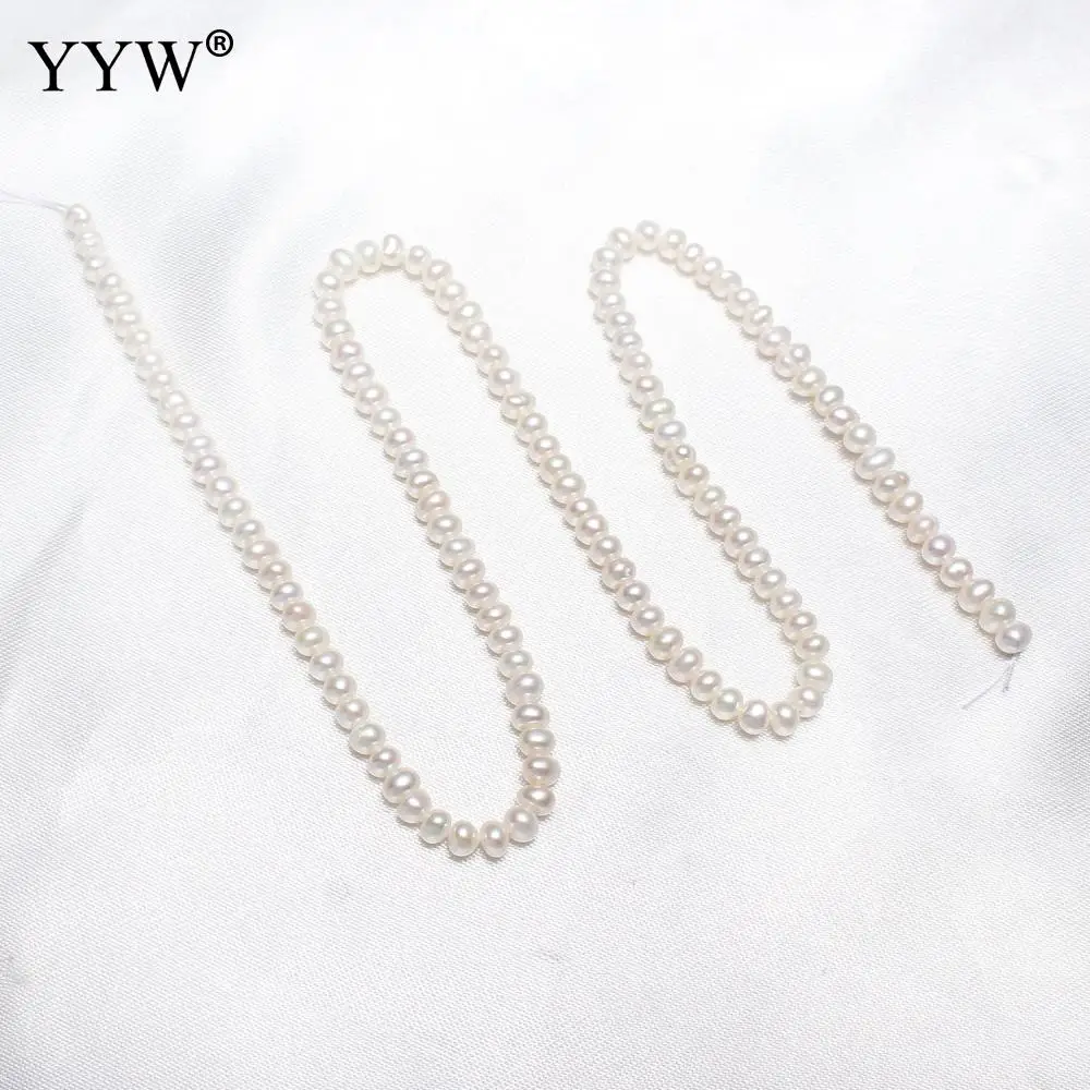 

3-4mm White Cultured Potato Freshwater Pearl Beads Loose Beads Strand 15" for DIY Women Necklace Bracelet Jewelry Making Finding