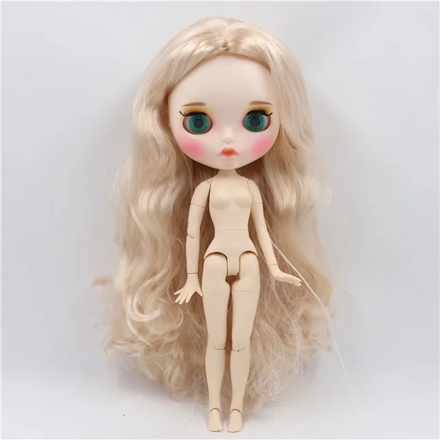 nude doll Фабрика blyth кукла 1/6 bjd белая кожа тела, новое матовое лицо резные губы с бровью индивидуальные лица, BL3139 светлые волосы - Цвет: nude doll