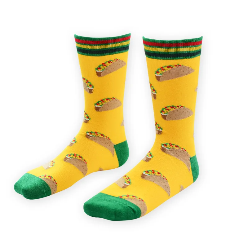

CHAOZHU New Art Crew Socks For Men/Women Winter Autumn Fashion Jacquard Pineapple/Mexican Burritos Novel Street Cotton Socks Men