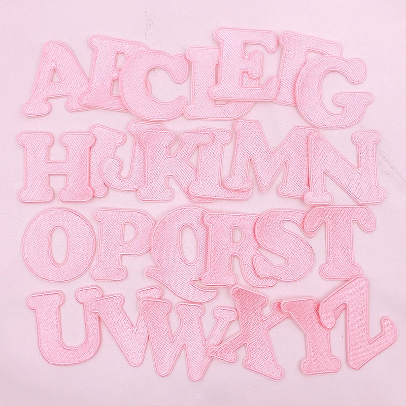 Pink Letters Patch English Alphabet Embroidery Applique For T-shirt Name Patches Iron On Garment Accessories