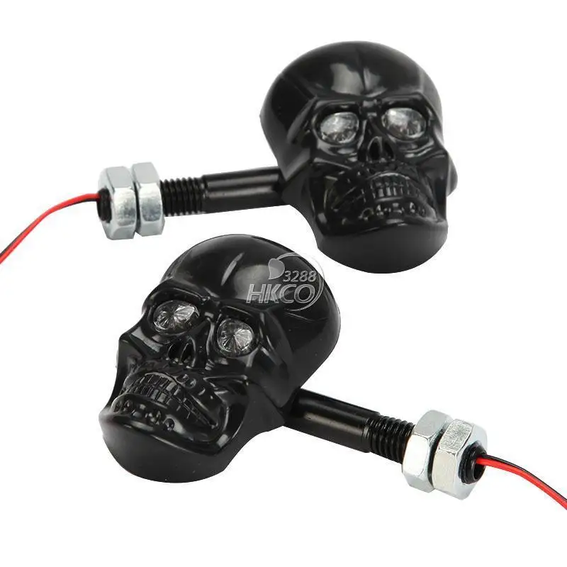 free shipping Black Skull Head Motorcycle Turn Signal Indicator For Yamaha Honda Suzuki Kawasaki Harley Davidson Ducati KTM ... |