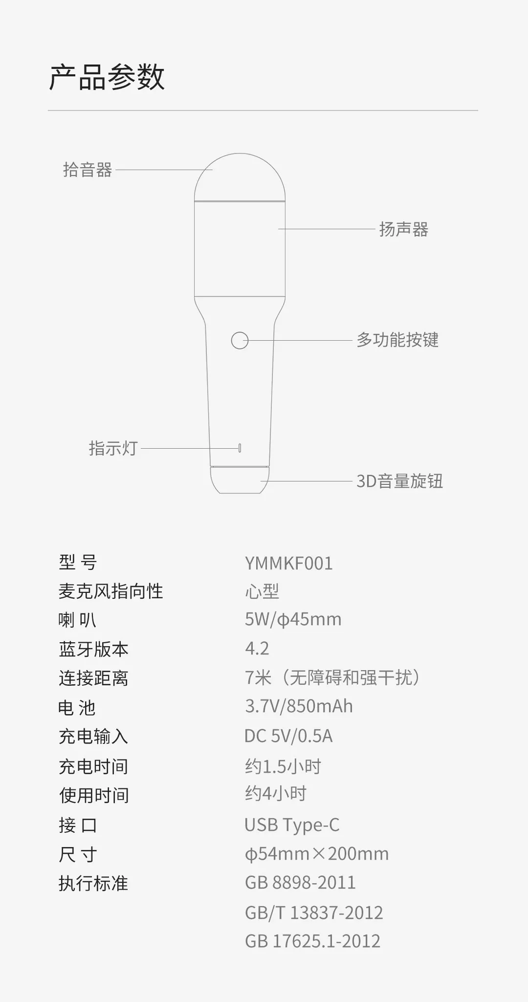 Xiaomi Youpin YMI Встроенный микрофон для караоке Беспроводная запись подходит для семейных встреч развлечения