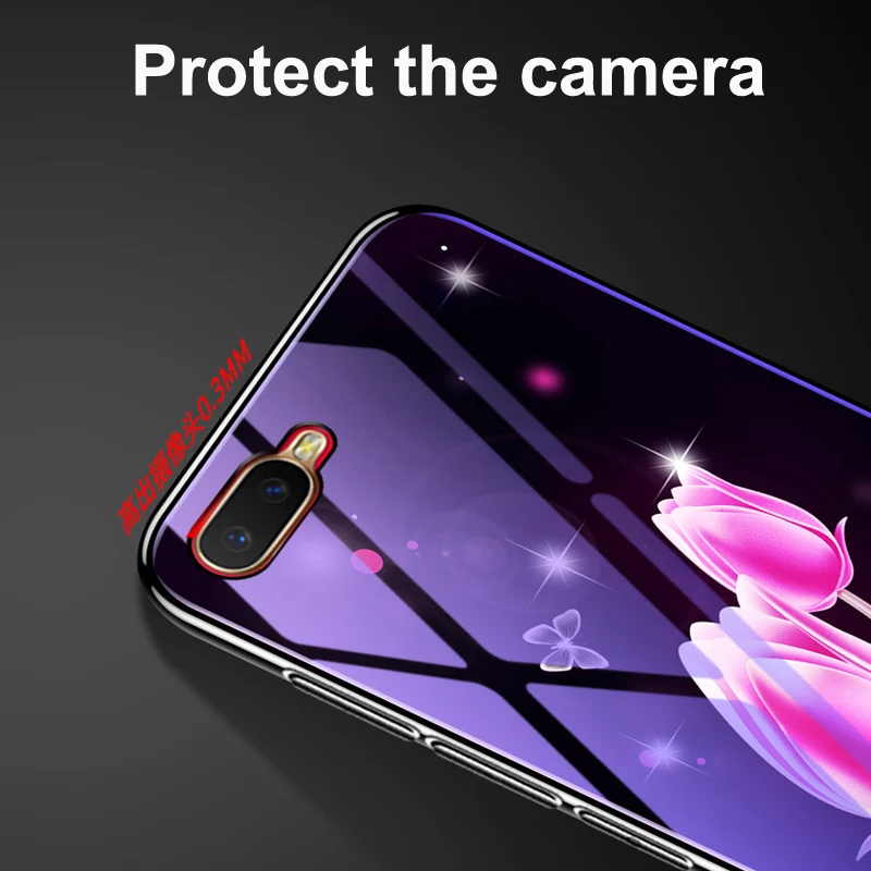 Чехол для OPPO K1 с рисунком цветов синий закаленное стекло задняя крышка K 1 чехлы