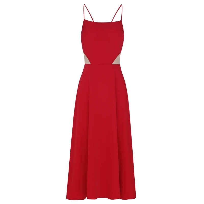 INDRESSME 2019 новые модные красные на бретельках со шнуровкой вырезами Женские