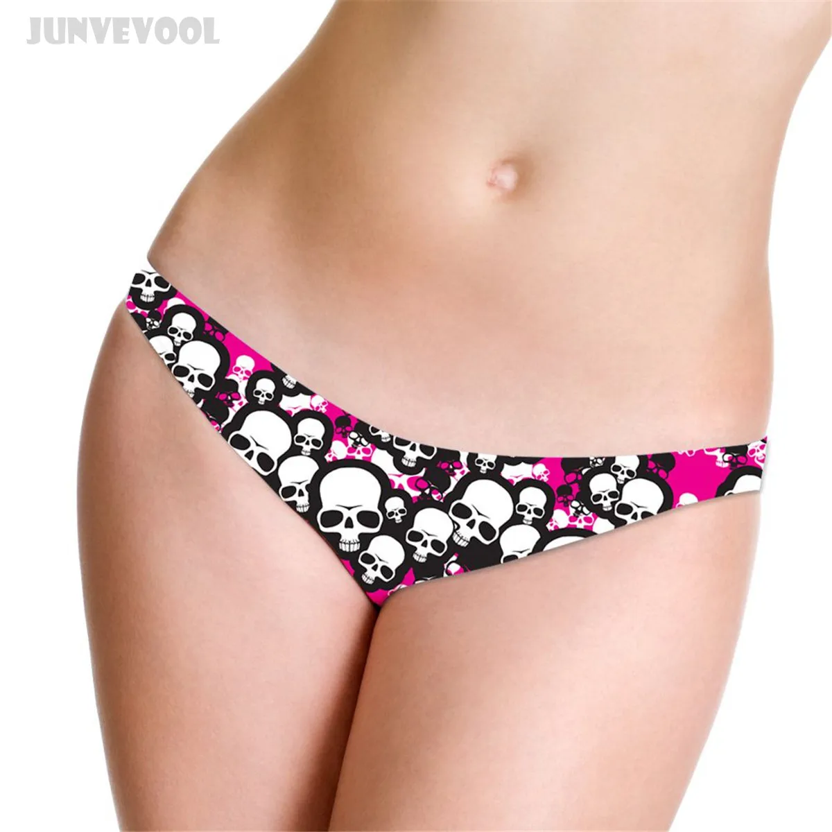 Сексуальное розовое белье трусы с черепом женские Забавные 3D Скелет полное