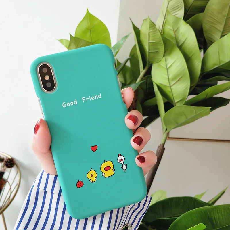 Cartoon Phone Cases for iPhone X XR XS Max Cute Chicken and Duck Slim Hard Back Cover 6 6s 7 8 Plus |