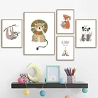 Панда, лиса, Ленивец, палатка для детской комнаты, настенная Картина на холсте, скандинавские постеры и печать на стене в стиле бохо, детская комната, домашний декор