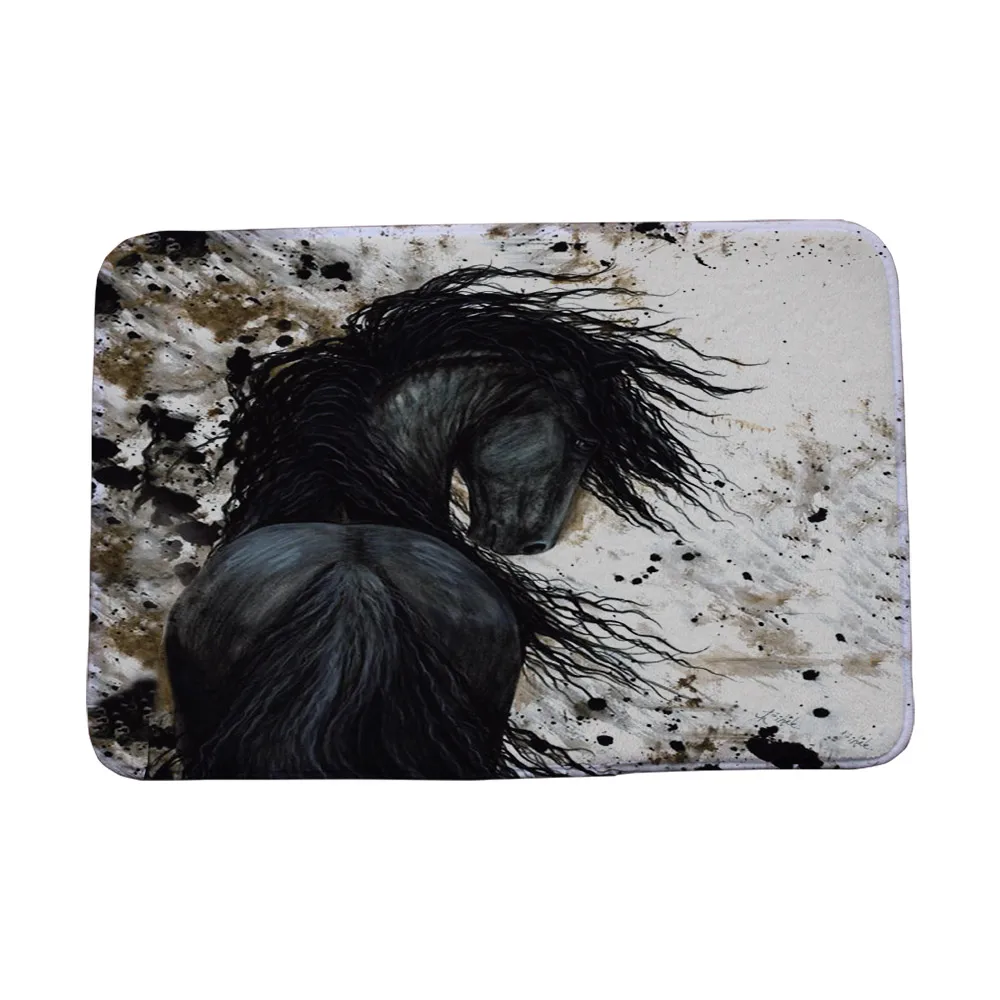 Прямоугольный ковер Miracille с принтом лошади из вельвета коралла, антистатический ковер для коридора, коврик для ванной комнаты с антиприскользящим покрытием, ковры для улицы с изображением животных и коврики для входных дверей.