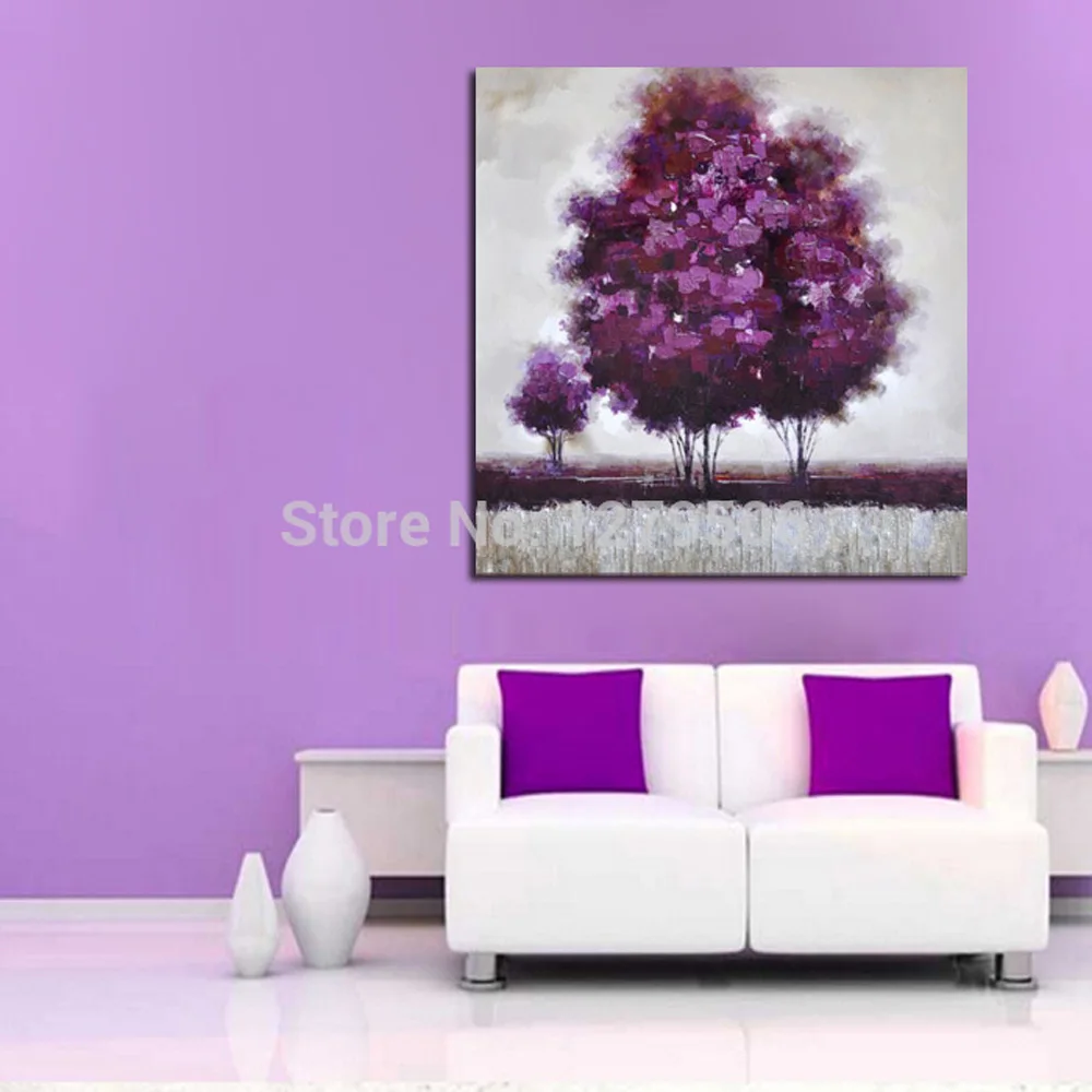 

Modern Abstract Wall Art Hand Painted Purple Tree Landscape Oil Painting Canvas Paintings For Living Room Home Decor