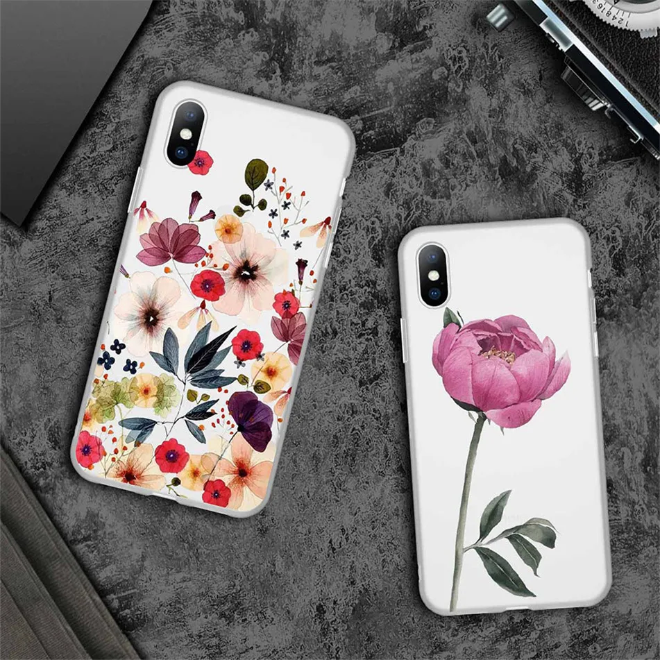 Матовый чехол USLION с цветами для iPhone 11 Pro Max 8 7 6 6S Plus, прозрачный чехол для телефона iPhone X XS XR Xs Max, мягкий силиконовый чехол из ТПУ
