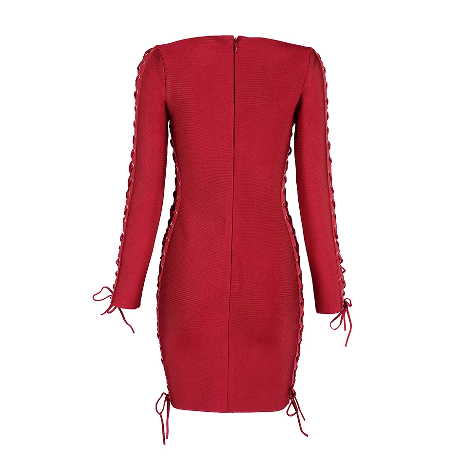 2017 новые осенние Бандажное платье Для женщин знаменитости партия красный с