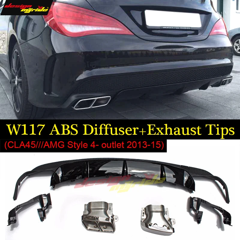 Для Mercedes CLA W117 C117 X117 Posterior губ распылитель абс + 4 выходный сплав выхлопной