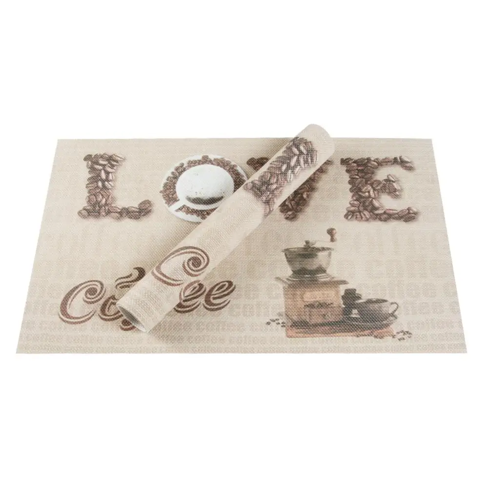 Love-Brown Topfinel набор из 4 ПВХ коврик для стола коврик для питья подставки под винные бутылки бамбуковые столовые приборы обеденный стол коврик кухонный стол белье - Цвет: Love-Brown