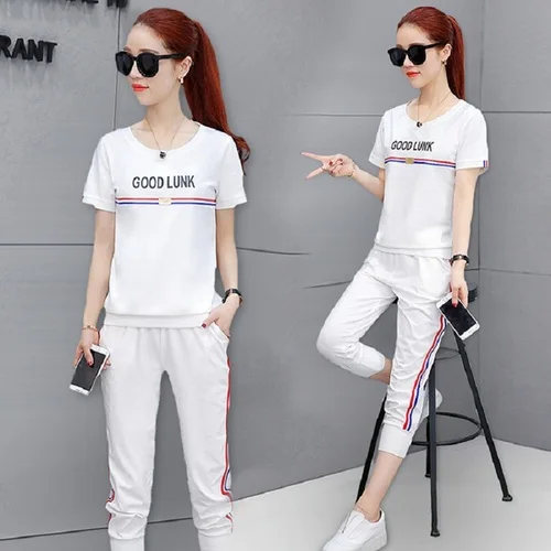 Пуловер с надписью эластичные Капри по талии шорты костюм Короткая Повседневная