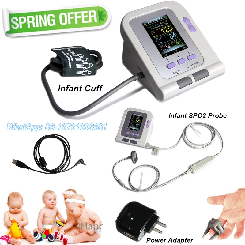 

CE FDA Neonate/Infant Blood Pressure Monitor CONTEC08A+SPO2 PR+Software+ CUFF(6-11cm)with AC Adapter Newest