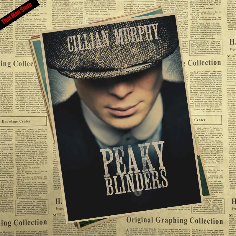 That man Store Peaky blinder фильм крафт-бумага Плакат Бар Кафе Винтаж Высокое качество печать рисунок ядро декоративная живопись - Цвет: Серебристый