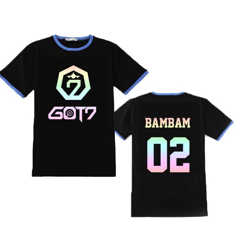 K Pop Kpop GOT7 FLY Album Laser Logo Shirts Casual Loose Clothes Tshirt T Shirt Short Sleeve Tops T-shirt DX777 | Женская одежда