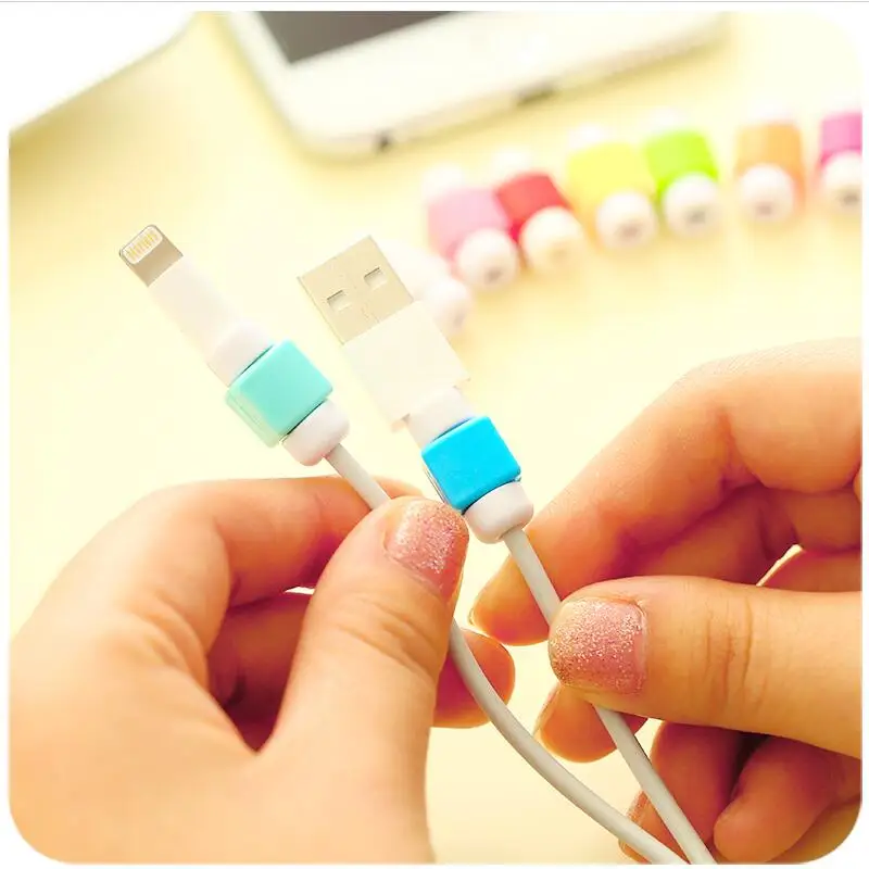 Simple Cute Cable Protector Data Line Cord Protective Case Winder Cover For iPhone USB Color Charging | Электроника