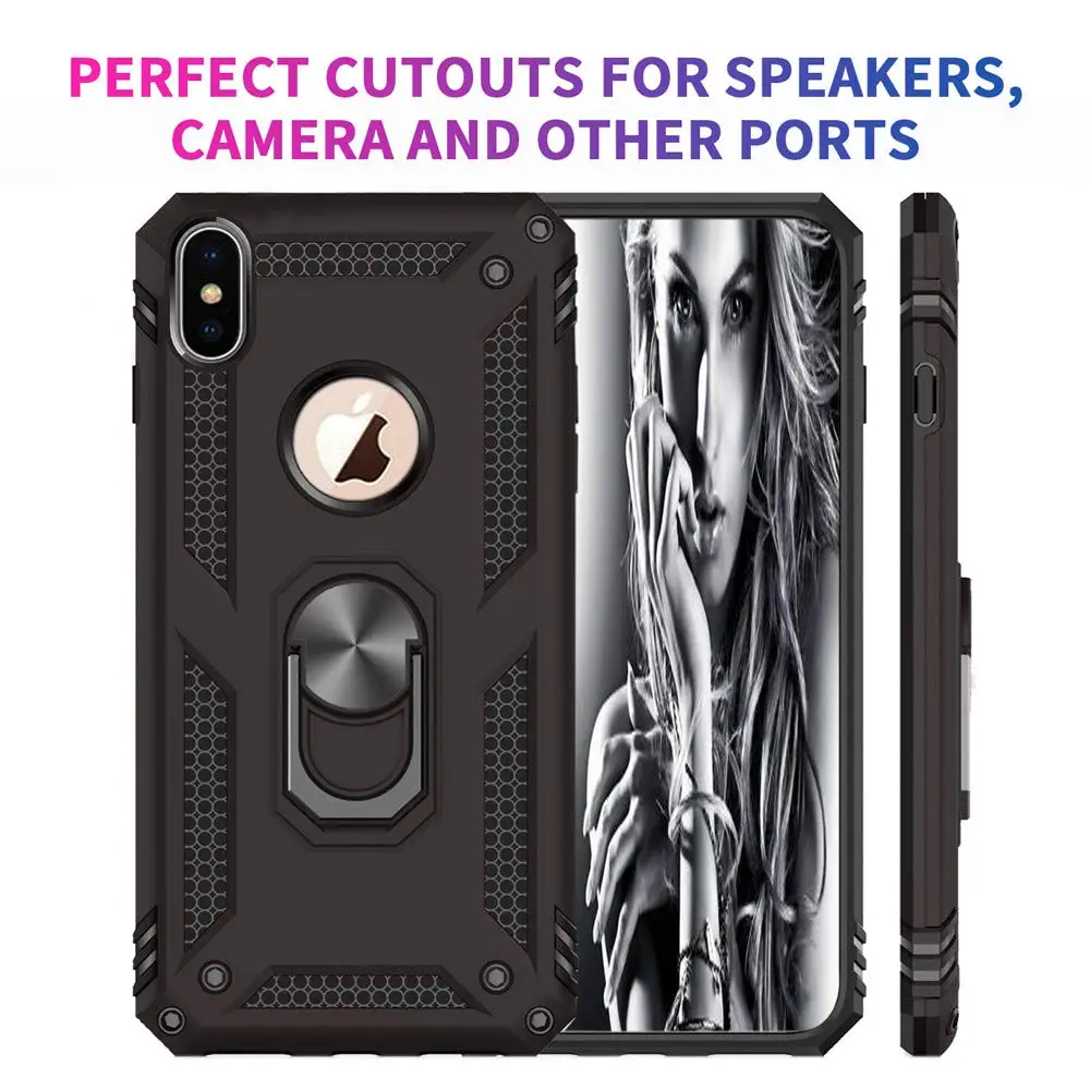 Автомобильный металлический чехол с кольцом на палец для iphone 11 PRO Max 10 XR XS MAX X 8 7 6 Plus