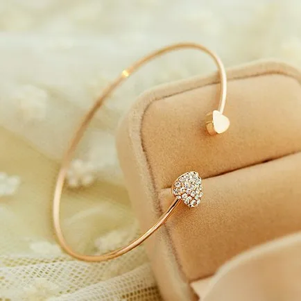 Женские вечерние браслеты-манжеты VIVILADY золотистого цвета стразы в форме сердца