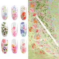 10 colours nail leaf stickers varnish mix rose flower transfer foil nails decal cursors for nail art foil manicure sticker
