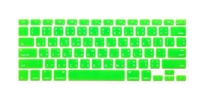Green HRH тайский язык Цвет гель Клавиатура Обложка силиконовый кожи протектор для MacBook Pro Air retina 1" 15" 1" выпуска до - Цвет: Green