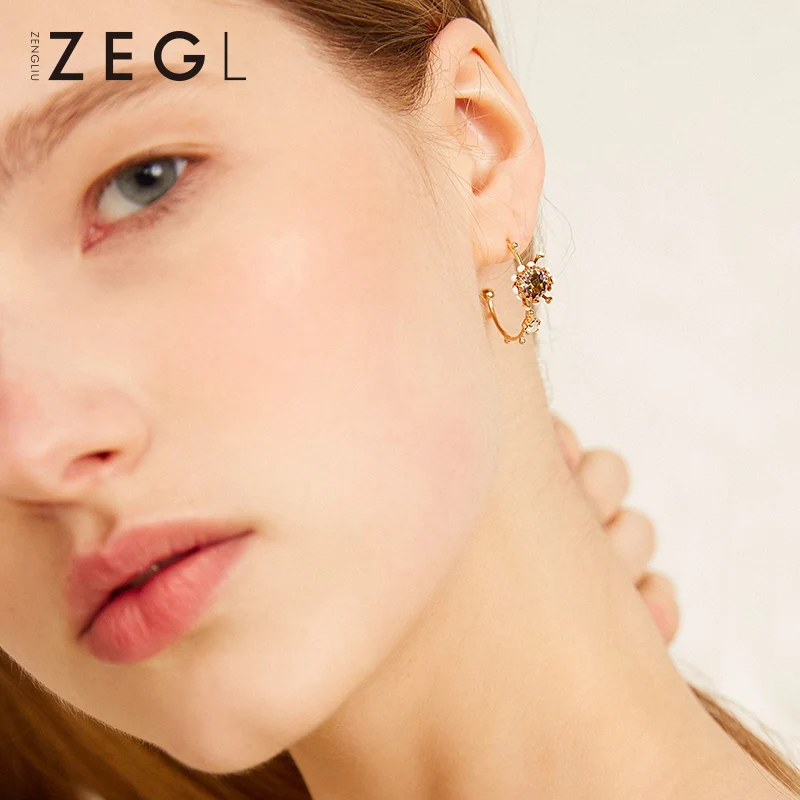 ZEGL Ретро французские серьги-гвоздики, цветочные серьги, круглые серьги, женские серьги