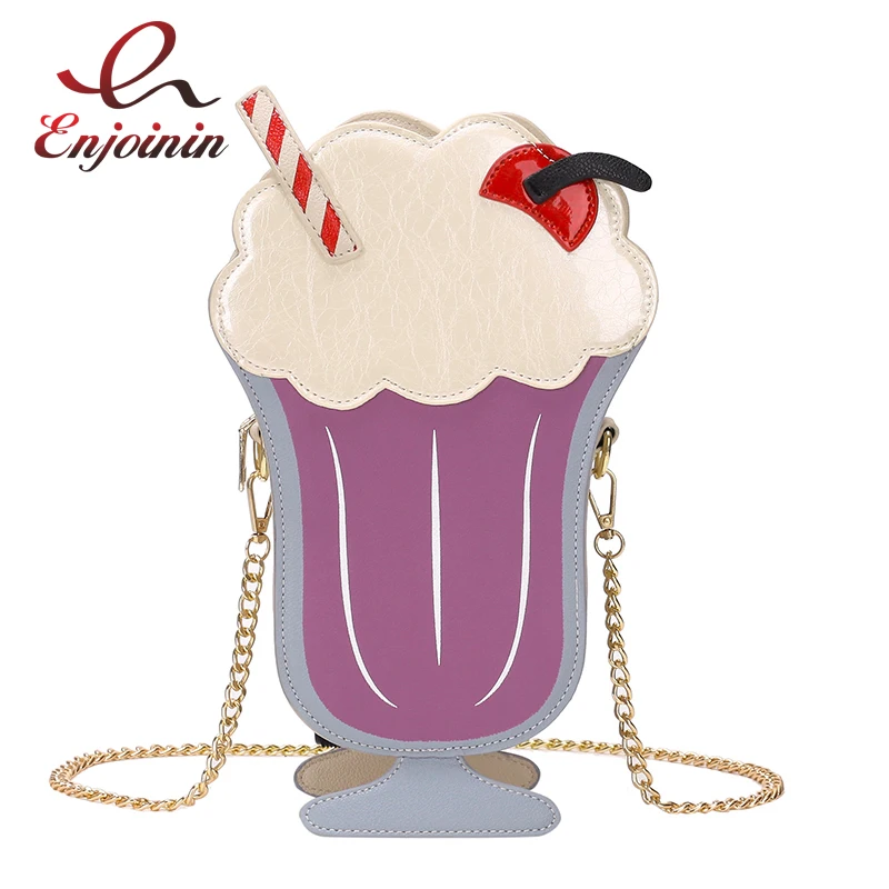 Забавная Мода мороженое сакральной формы чашки Pu молодой девушки цепи кошелек