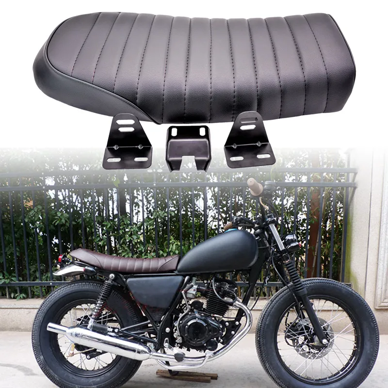 

Universal Black Motorcycle Cafe Racer Seat Flat Vintage Seat Cushion Saddle for Honda CB125S CB550 CL350 450 CB CL Retro